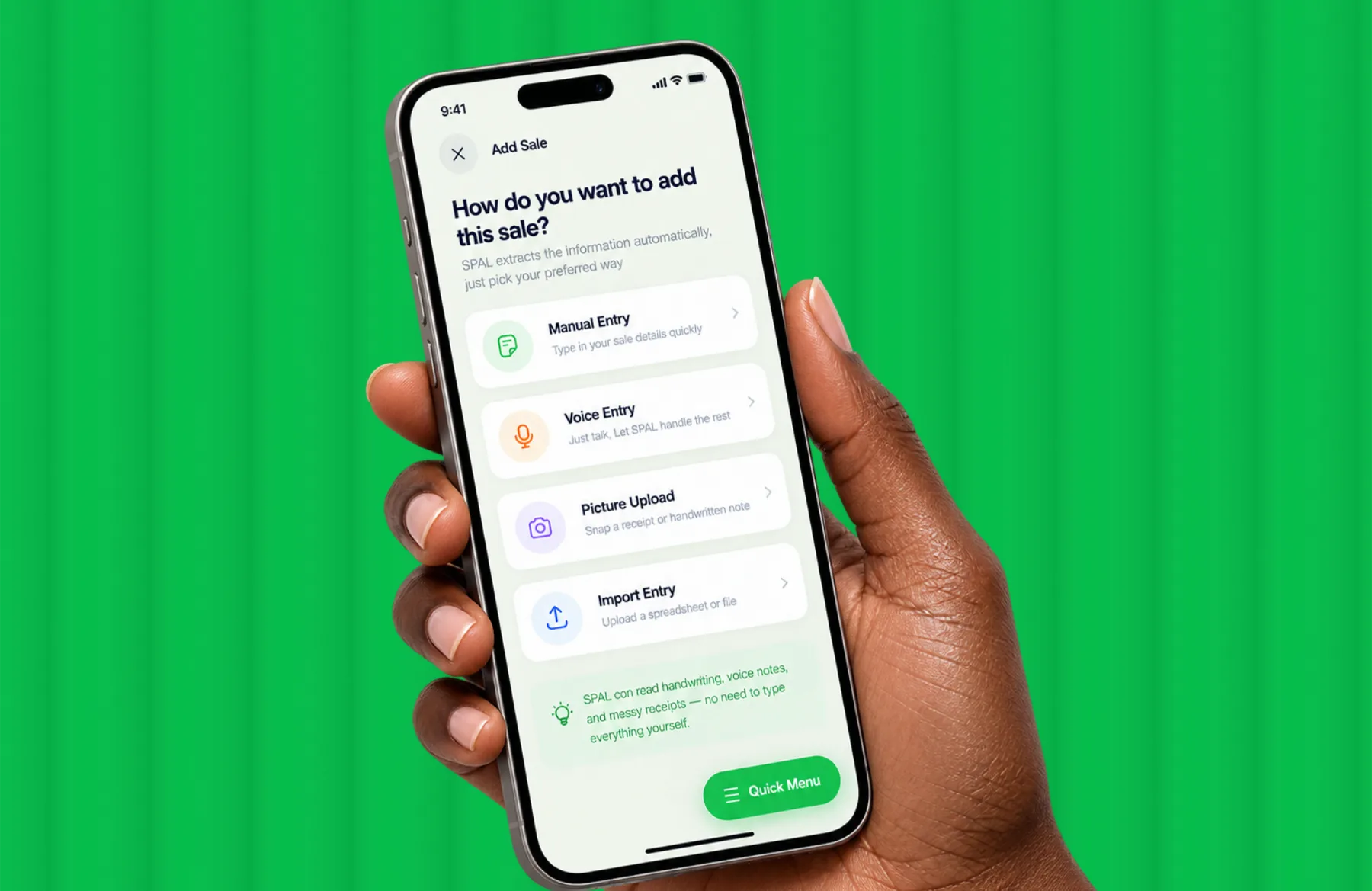 SPAL — data entry by write, voice or image