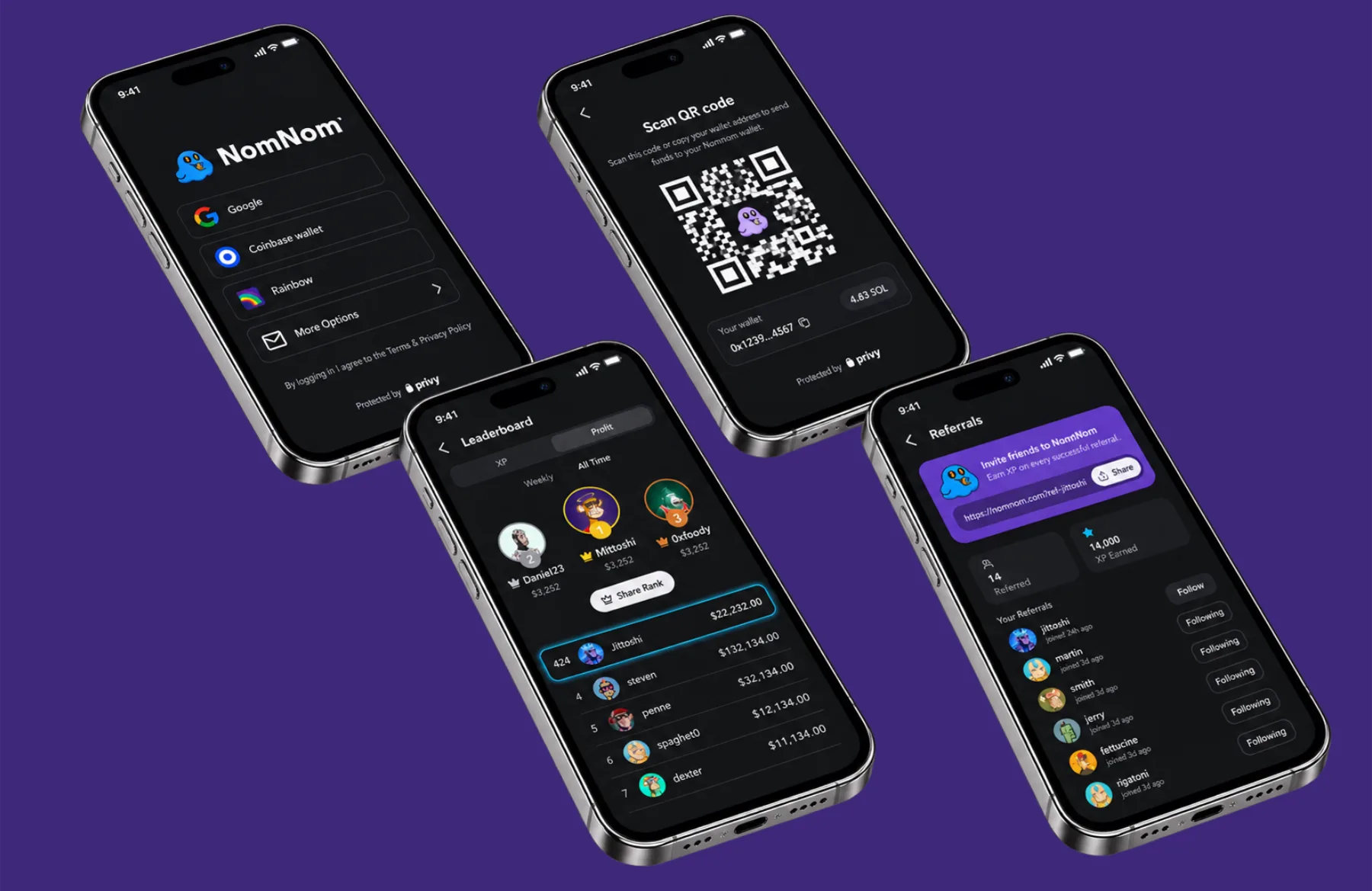 NomNom leaderboard — ranked market position