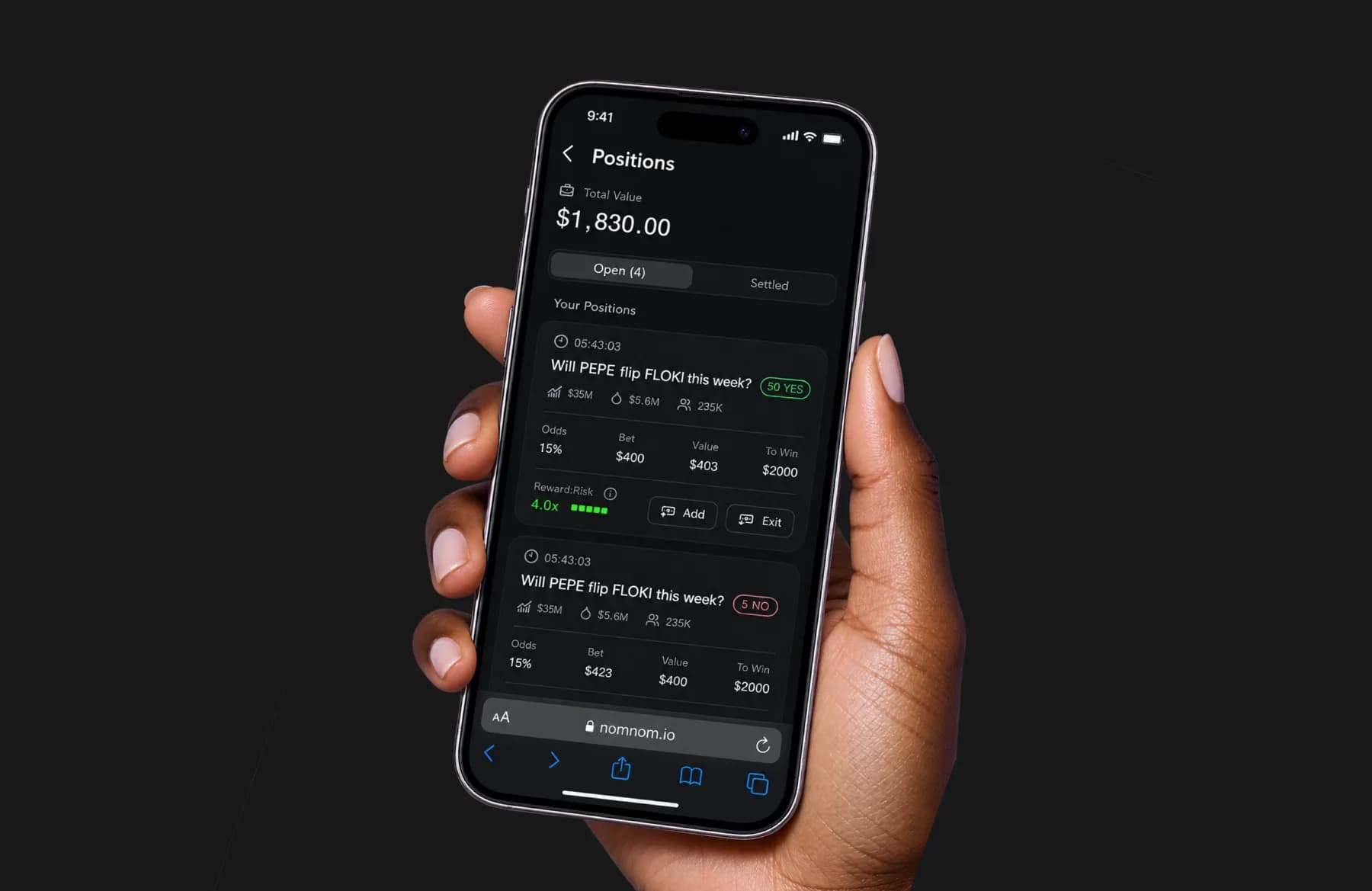 NomNom — creating and betting on markets