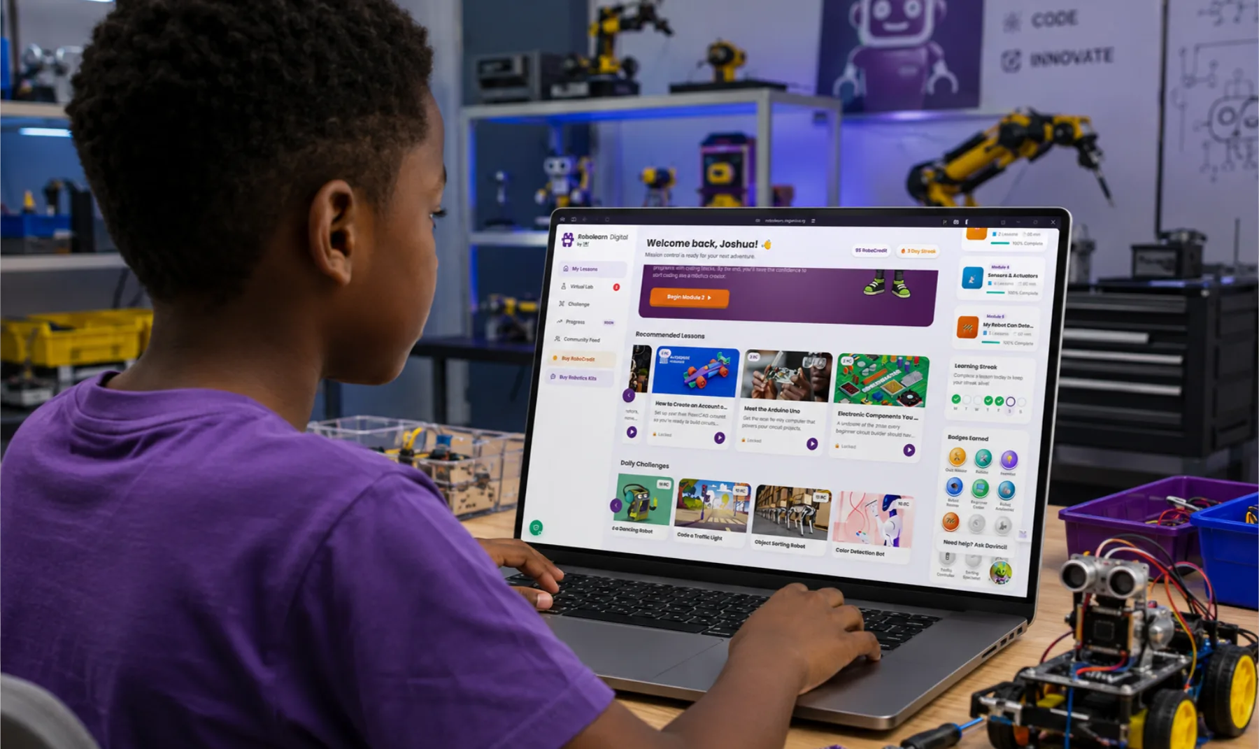 RoboLearn — gamification and badges